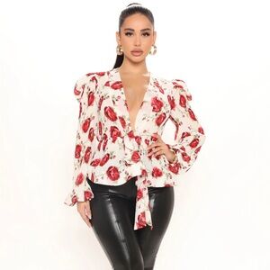 Fashion Nova Romance In The Air Blouse New!